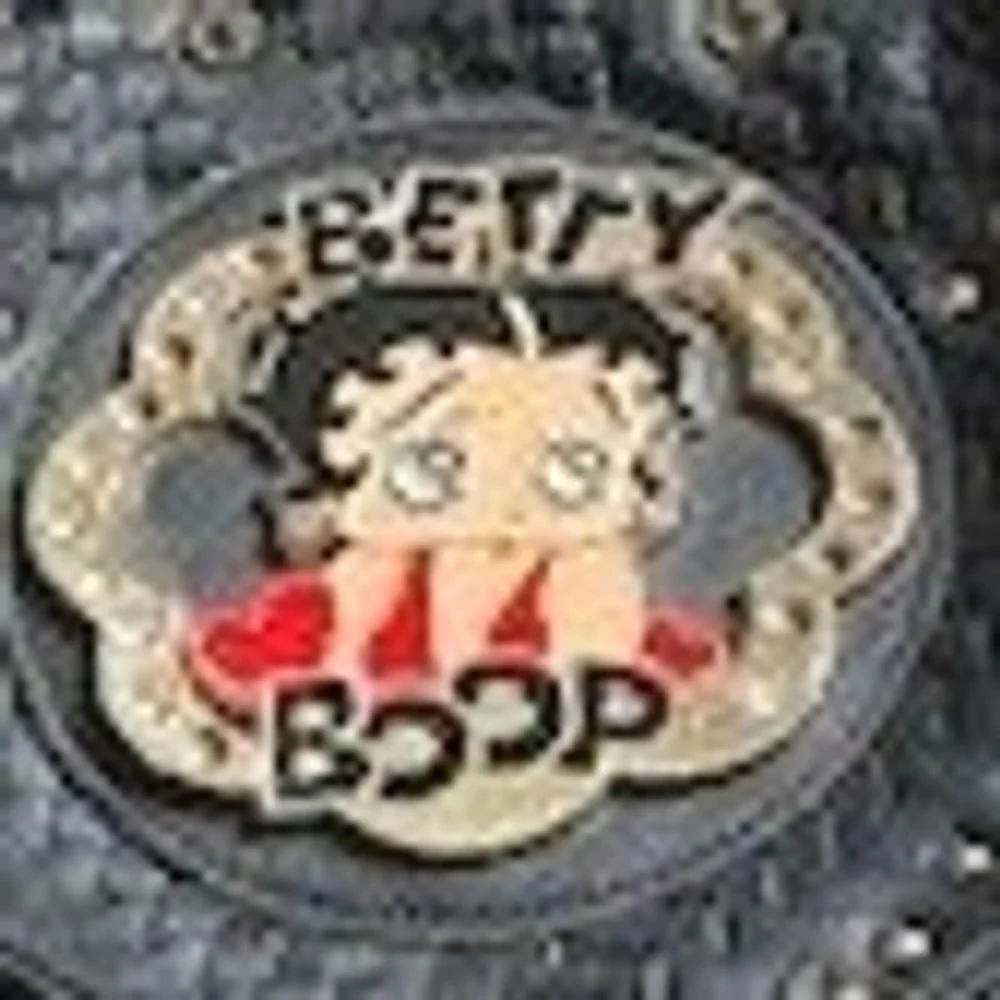 Betty Boop Black Woven Faux Leather Studded Satchel Crossbody Bag Y2K Retro